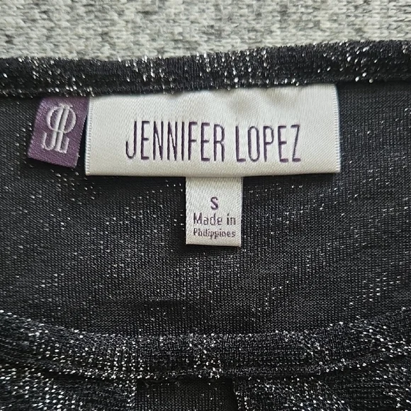 Jennifer Lopez Shimmery Black and Silver Top Size Small Women's - Picture 2 of 3